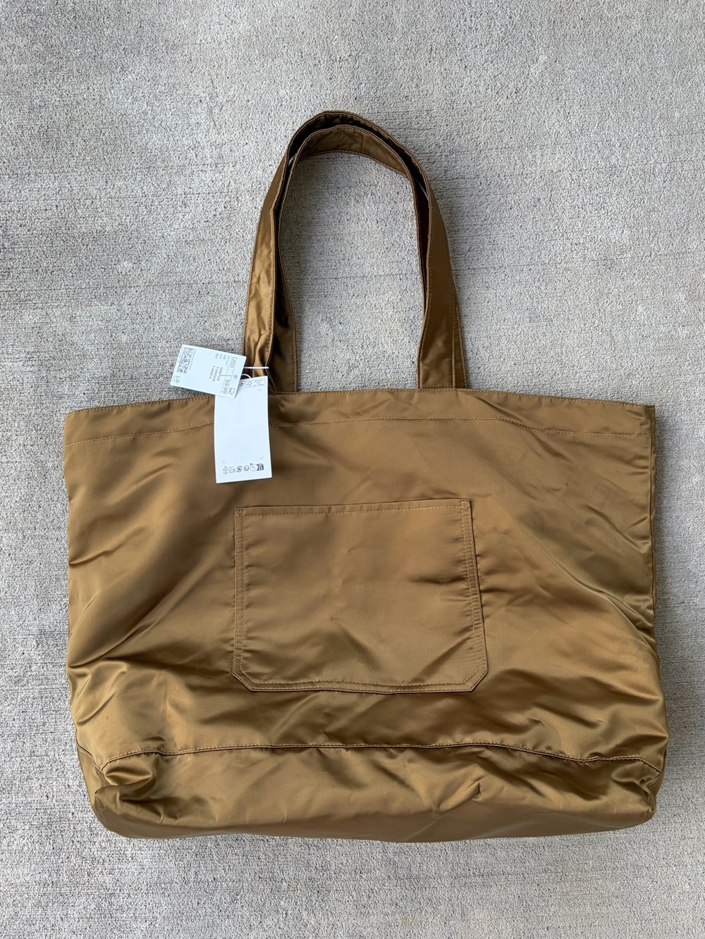 H&M tan smooth nylon tote bag purse NWT
